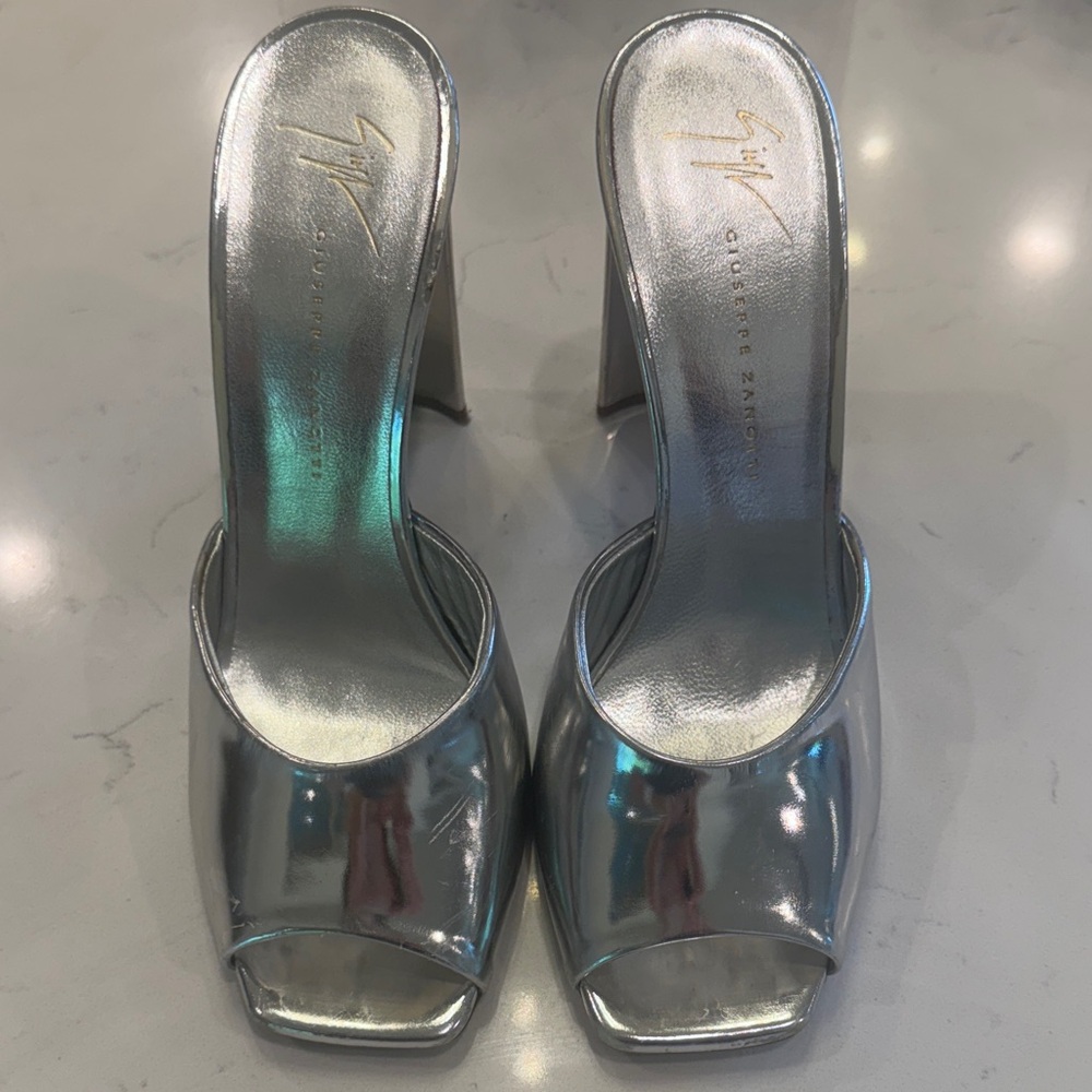 Giuseppe Zanotti Metallic Silver Heels